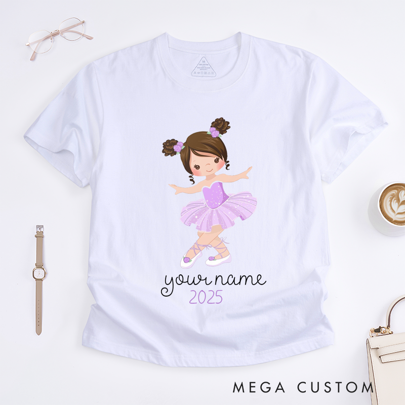 Personalized Girl Ballet T-Shirt Custom Name Gift for Girls Dance Lovers Unique Women Tee Customized Present