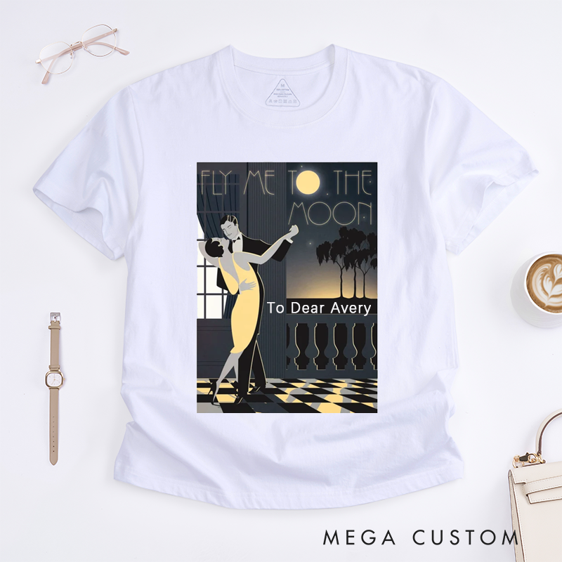 Personalized Dance Waltz T-Shirt Custom Name Romantic Night Scene Gift Unique Anniversary Present for Him or Her To Dear Avery Birthday Outfit