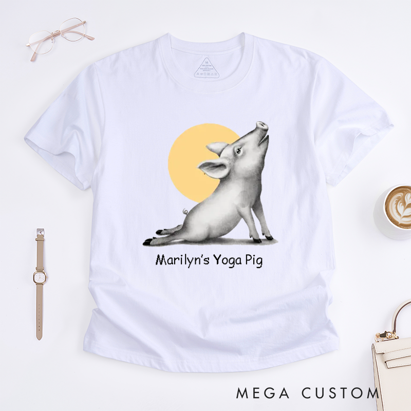 Personalized Vintage Style Animal Yoga Classic T-Shirt Meditation Series The Upper Facing Pig  Kindness And Respect for All T-Shirt