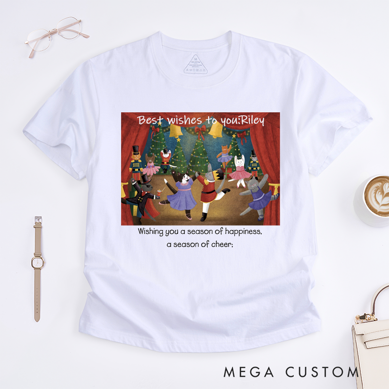 Personalized Ballet Dance T-Shirt Custom Name Animal Dance Shirt for Boys and Girls Unique Festive Season Cheer Tee Birthday Present