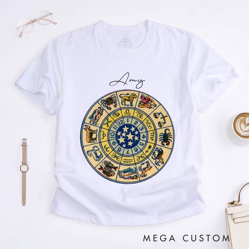 Personalized Magic Mirror T-Shirt Custom Name Astrology Horoscope Unisex Gift for Astrology Lover Magic Lover Birthday Present for Friends Family