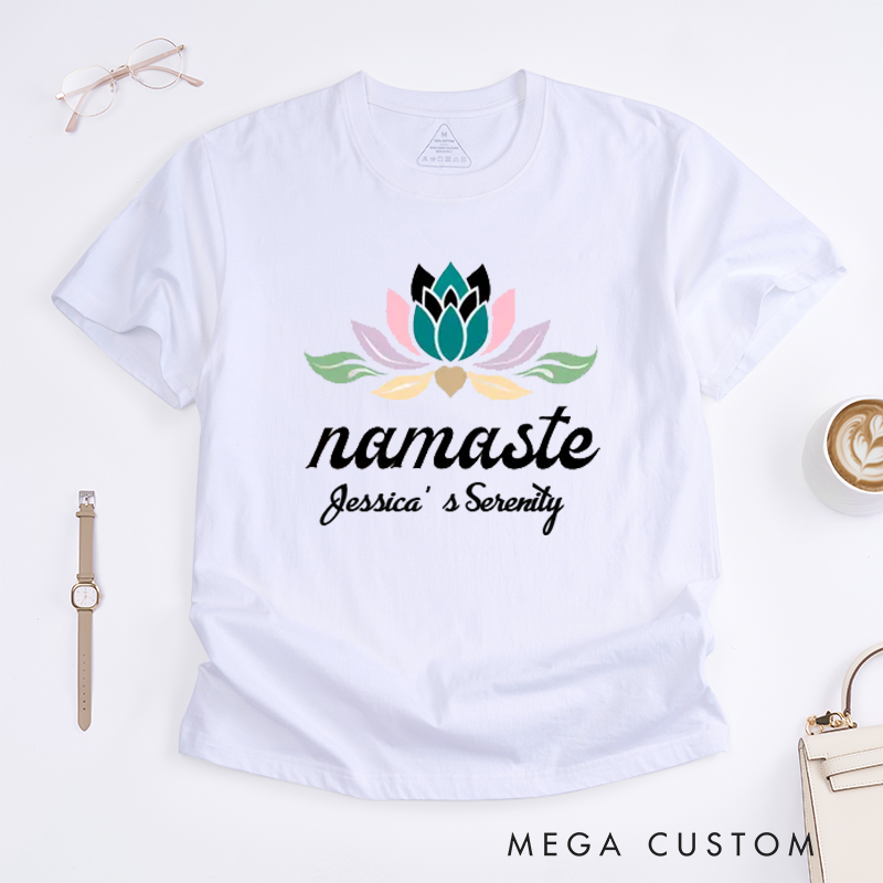 Personalized Lotus Flower Yoga T-Shirt Spiritual Gift for Yoga Lovers Gift for Her Gift for Girlfriend Boho T-shirt Gift Idea