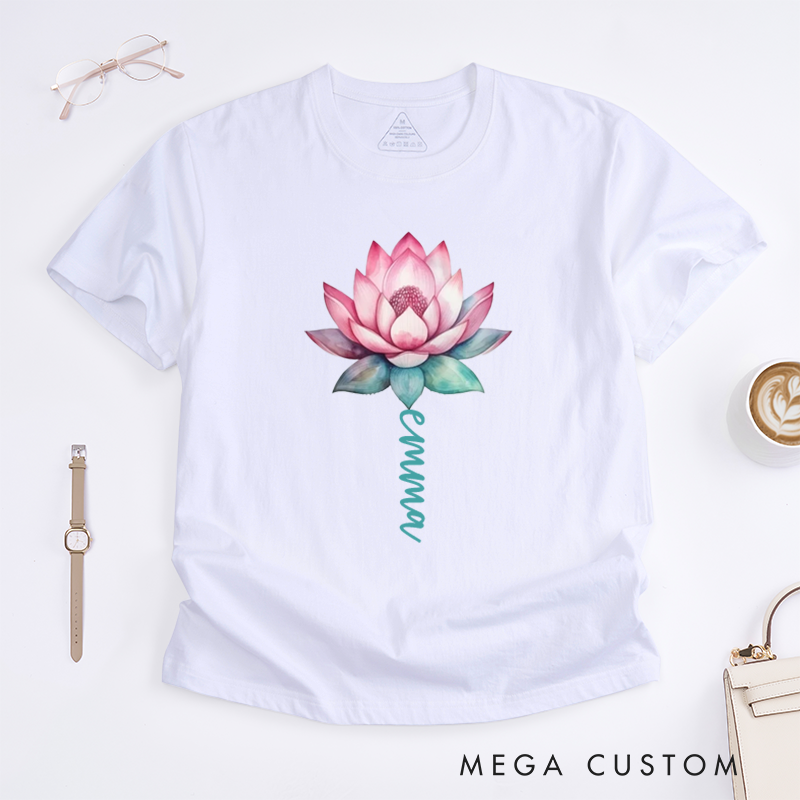 Personalized Watercolor Lotus Flower T-Shirt Namaste T-Shirt Yoga T-Shirt Cute T-Shirt Hippie T-Shirt Meditation T-Shirt