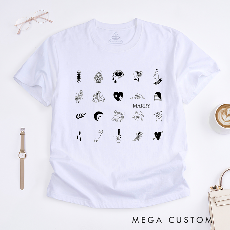 Personalized Abstract Magic Art T-Shirt Custom Name Unique Pattern Casual Gift for Men Women Family Present