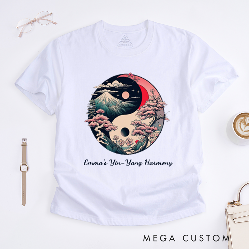 Personalized Yin Yang Meditation Yoga T-Shirt Spiritual Buddhism T-shirt Yoga Tee Self Care and Wellness T-Shirt