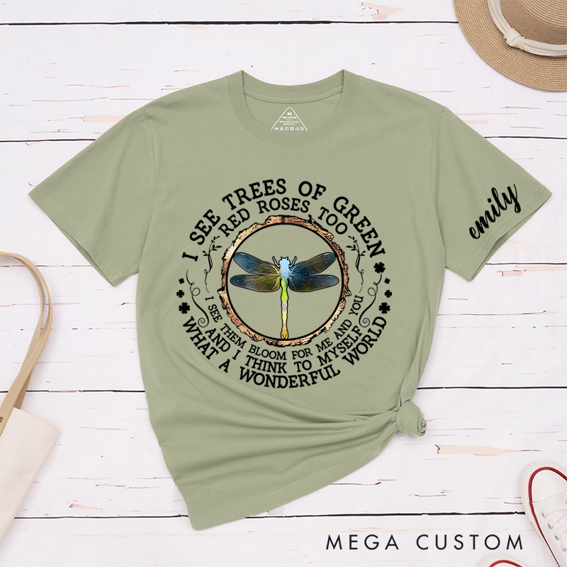 Personalized Classic T-Shirts Wonderful World Nature Enthusiast Dragonfly T-Shirt