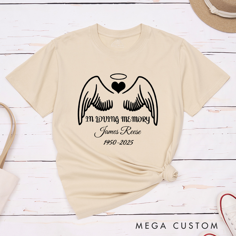 Personalized Memorial Shirt in Loving Memory Tee Remembrance Shirt Funeral Tribute Shirt Cherished Memories Clothing Custom Angel Tee