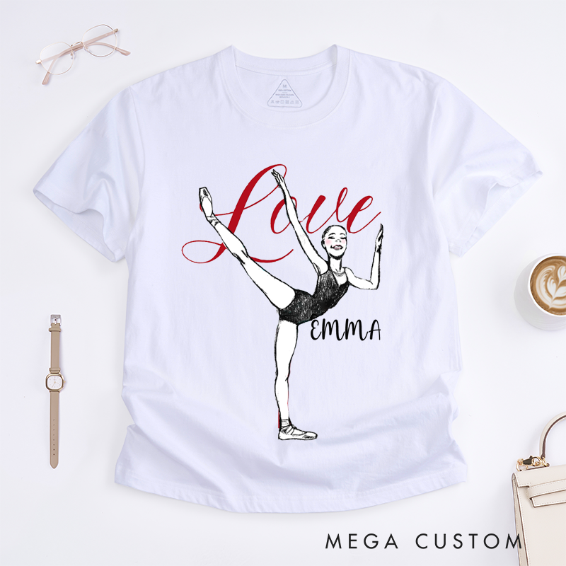 Personalized Love Dance Classic T-Shirts Custom Name Ballet Dancer Gift Perfect for Dance Lovers and Ballet Enthusiasts