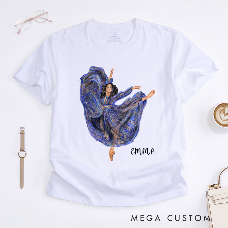 Personalized Ballet Dancer Classic T-Shirts Custom Name Elegant Artistic Dance Gift for Women Girls Unique Artistic Print Present for Dance Lovers