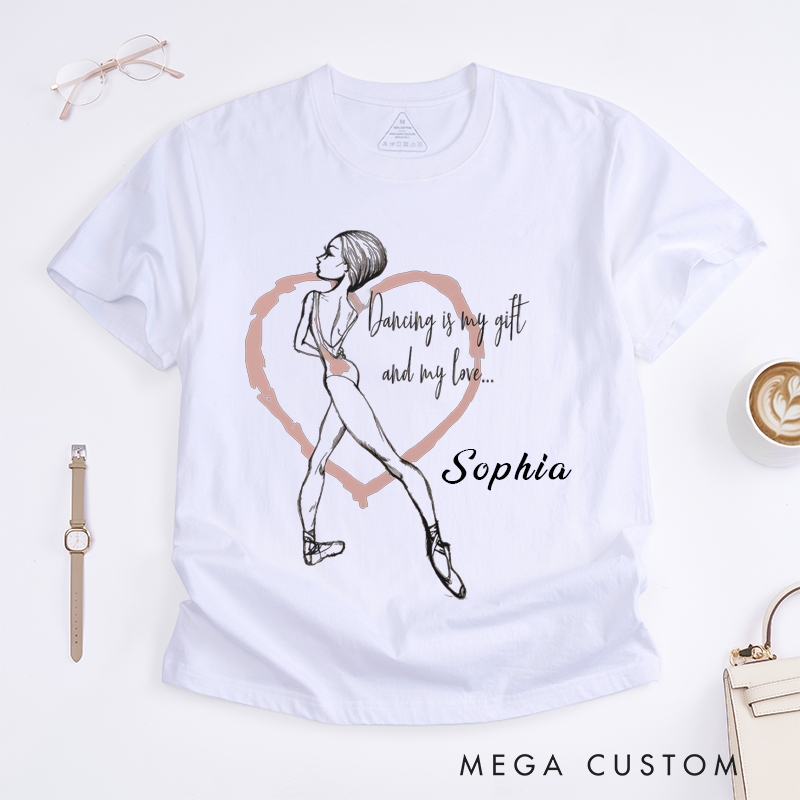 Personalized Ballet Dancer Classic T-Shirts Dance Lover Gift Custom Name Ballet Tee for Artistic Ballerina Present