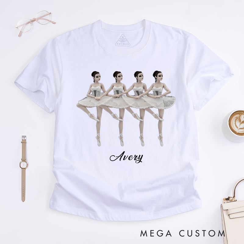 Personalized Ballet Dancer Classic T-Shirts Unique Ballerina Design Custom Name Ballet Lover Gift for Dance Enthusiasts Women and Girls