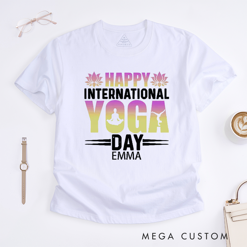 Personalized Happy International Yoga Day T-Shirt Lotus T-Shirt Yoga Lover T-Shirt Mandala T-Shirt Meditating Gift