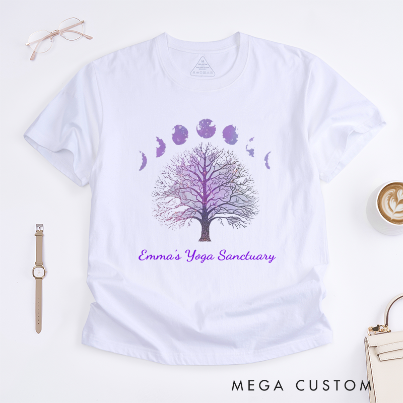 Personalized Tree of Life Yoga T-Shirt Moon Phases T-Shirt Yoga Gift Meditation T-Shirt Yoga T-shirt Yoga Instructor Gift for Yoga Lover