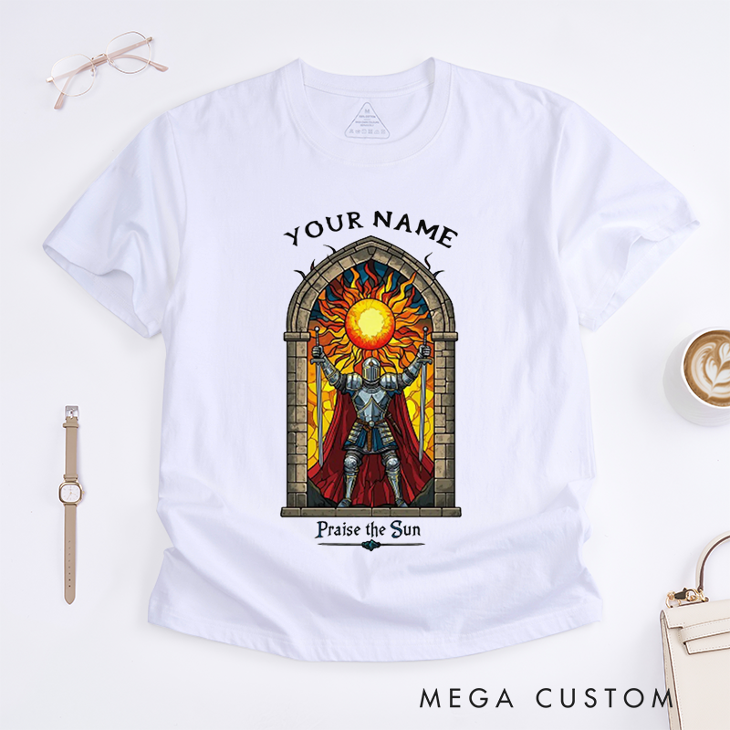 Personalized Tarot Lovers Classic T-Shirts Praise The Sun Knight Classic T-Shirts Medieval Armor Retro Gift Fantasy Warrior Apparel Present