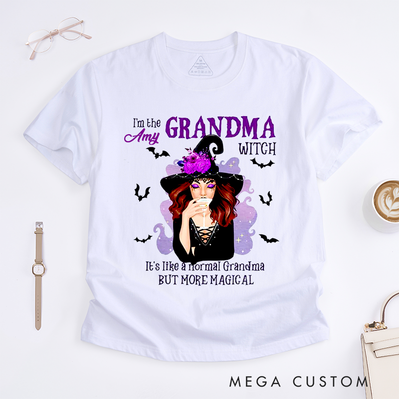Personalized Grandma Witch Classic T-Shirts Custom Name Magical Grandma Gift Witchy Grandmother Shirt Present