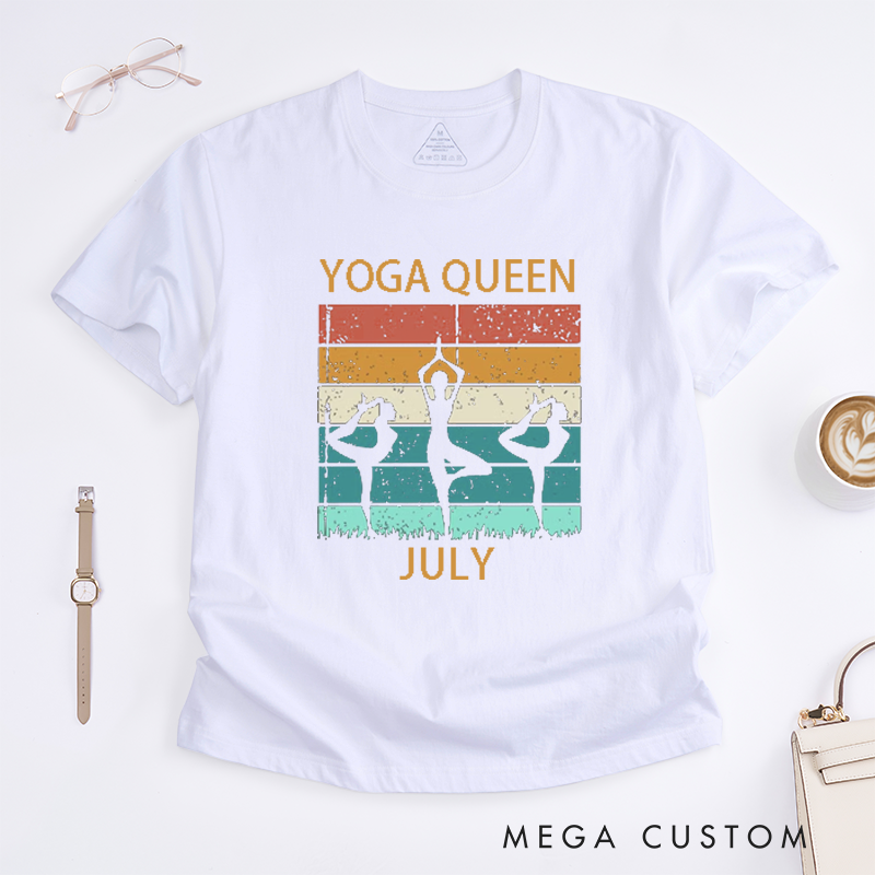 Personalized Yoga Queen Retro T-Shirt Yoga Poses T-Shirt Yoga Fashion T-Shirt Yoga Lover T-Shirt for Gift