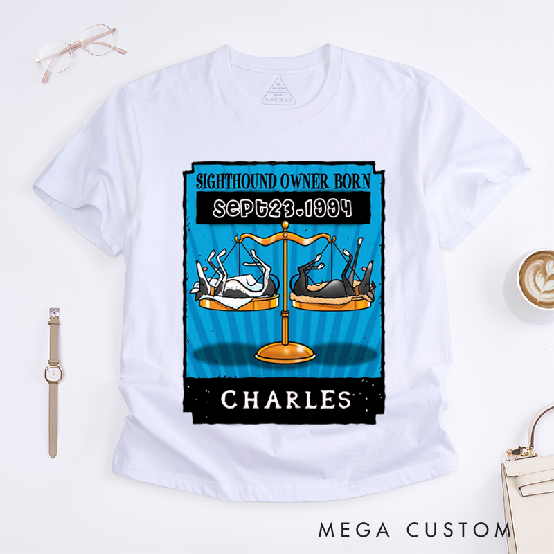 Personalized Libra Sighthound Owner Born Classic T-Shirts Custom Name Gift for Him Family