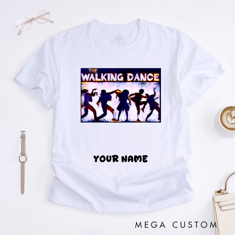 Personalized Walking Dance Silhouette T-Shirts Unisex Fun Gift for Dancers Custom Name Artistic Tee Present For Dance Lovers