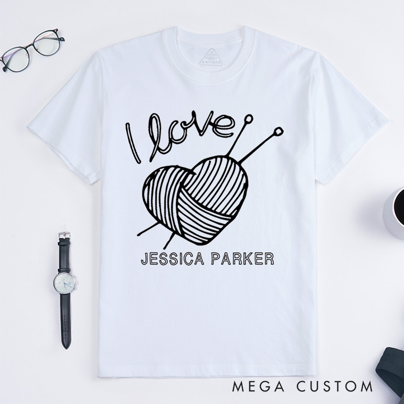 Personalized I Love Knitting Classic T-Shirts Knitting Shirt Gifts for Knitter Grandma Shirt Knitting Lover Shirt Grandma Knit Tee Gift