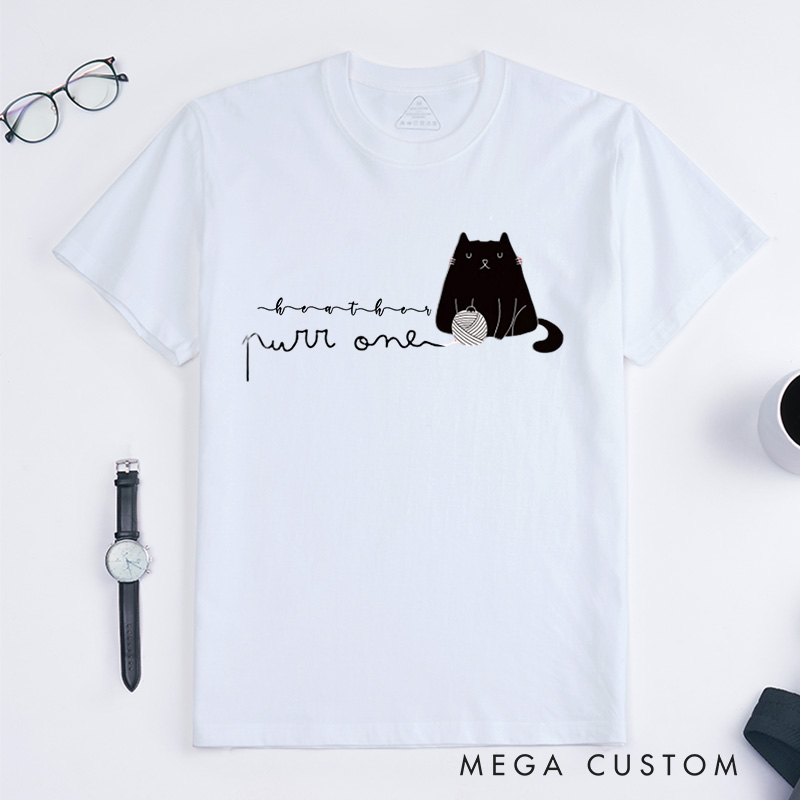 Personalized Knit Classic T-Shirts Knitting Shirt Cat Lover Gift Knitter Tee Custom GiftS