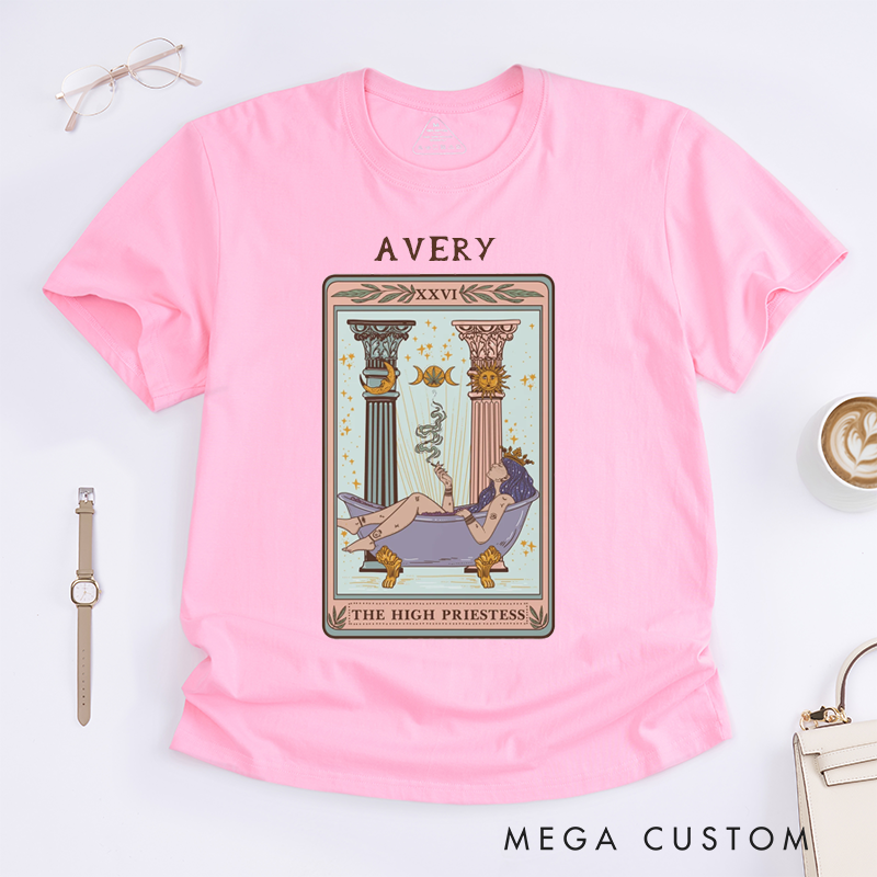 Personalized Tarot Lovers  High Priestess Tarot Card T-shirt Gift For Women