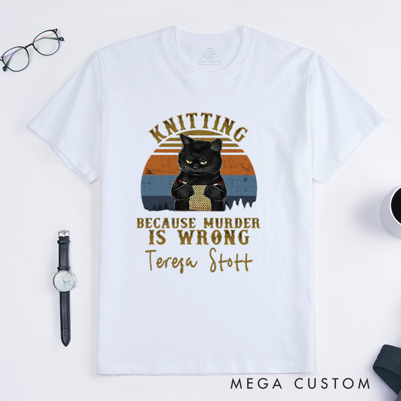 Personalized Knitting Love T-Shirts Funny Knitter T-Shirt Knit Tee Unique Font Shirt