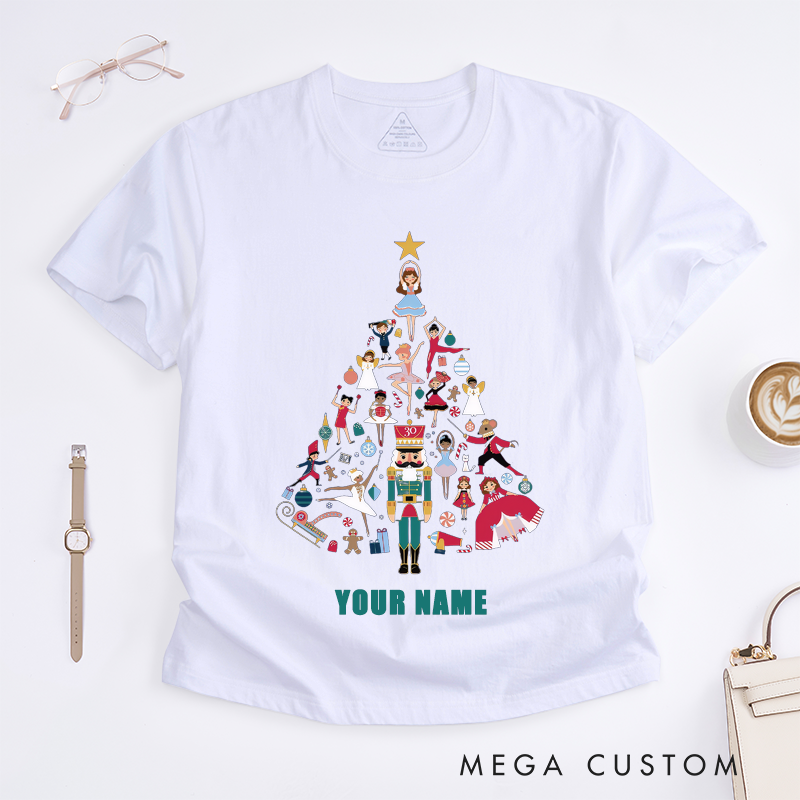 Personalized Ballet Tree T-Shirts Gift Cute Ballet Dancer Custom Name Dance Tee for Women Girls Unique Present Ballet Lover