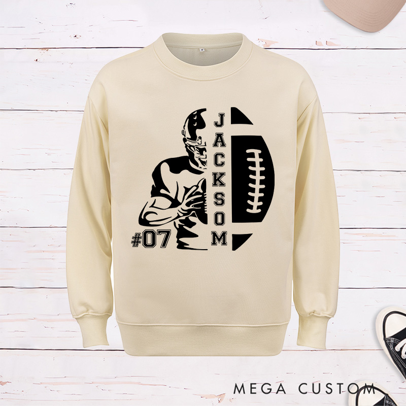 Personalized American Football Sweatshirt with Custom Name and Number for Game Day