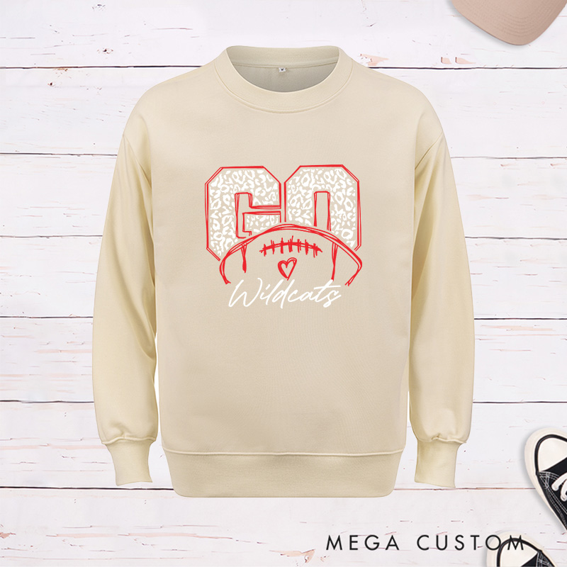 Personalized American Football Leopard Sweatshirt Featuring Custom Your Team Name on the Front