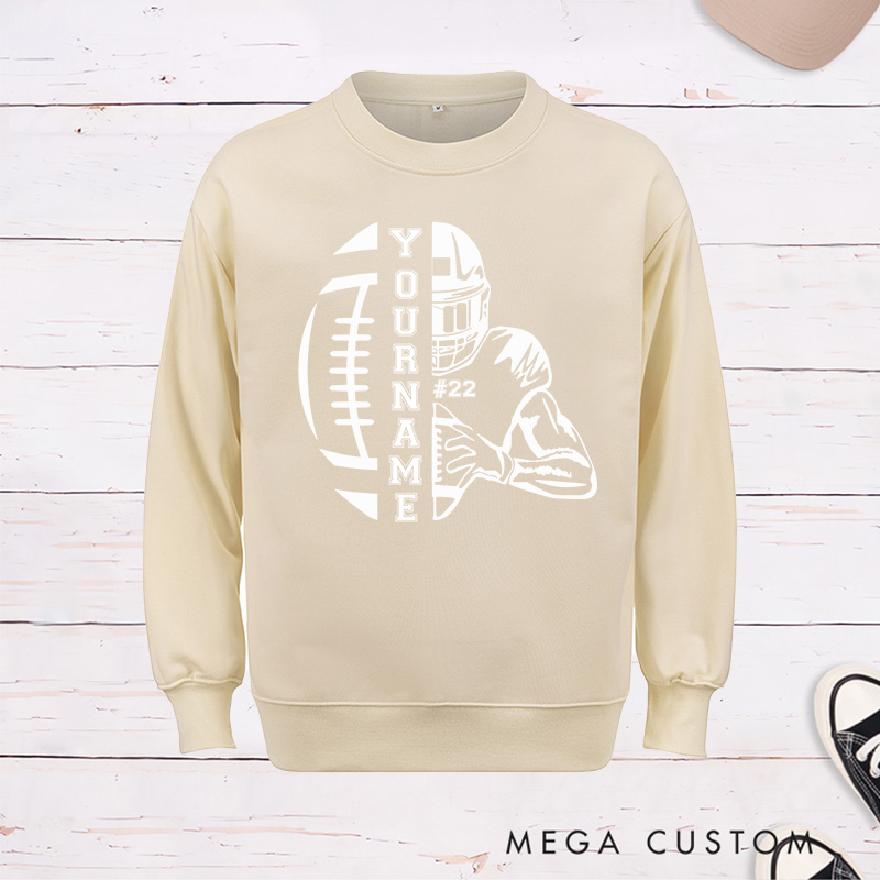 Personalized American Football Sweatshirt with Custom Player Name and Number