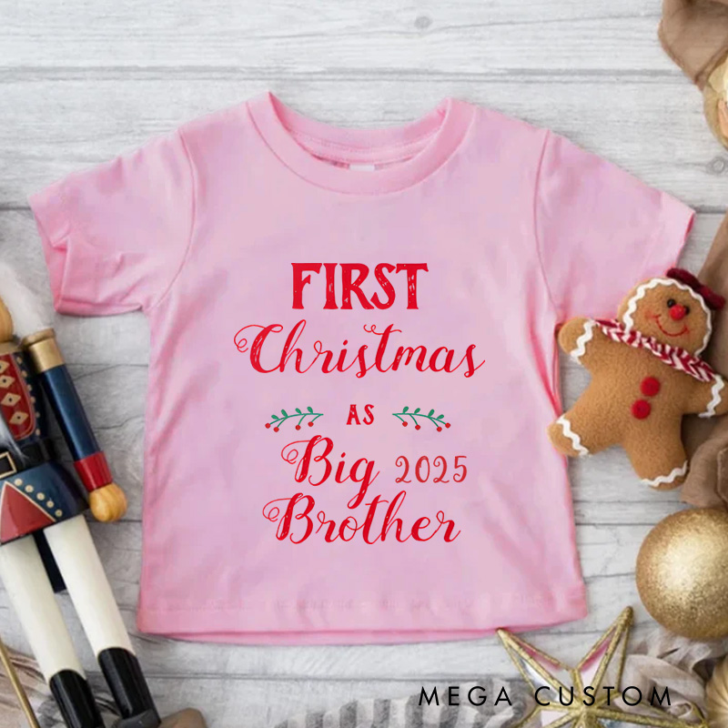 Personalized First Christmas as Big Brother Kids Matching T-Shirt