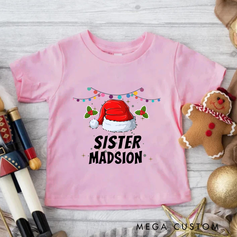 Personalized Cute Funny Santa Hat Christmas Kids T-Shirt Gift for Kids