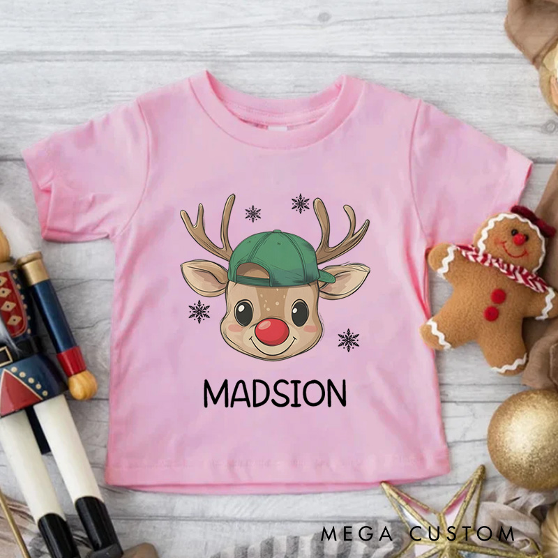 Personalized Reindeer Name Kids Shirt Cute Holiday Shirt Xmas Kids Gift
