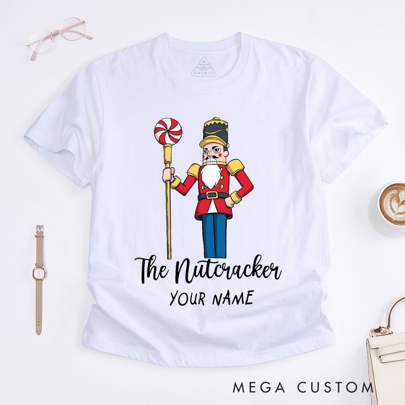 Personalized Dance Soldier Gift Custom Name Classic T-Shirts Red Uniform Candy Cane Print Unique Present for Him Dad Husband