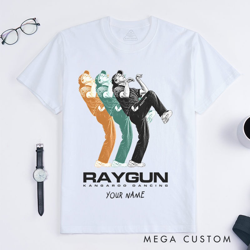 Personalized Kangaroo Dance T-Shirts Custom Name Retro Animal Dancing Graphic Unique Gift for Men Cool Australia Theme Tee for Dad Husband Brother