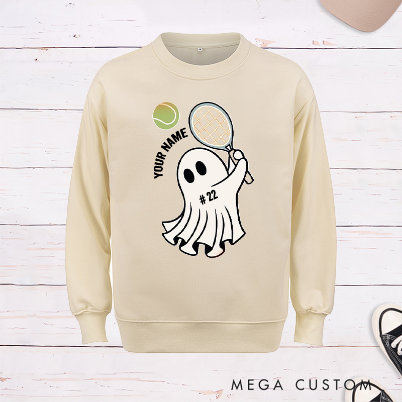  Personalized Ghost Tennis Sweatshirt with Custom Name and Number  