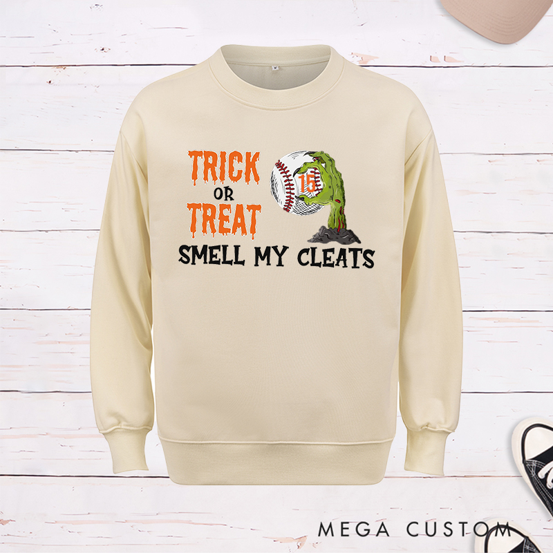 Personalized Trick or Treat Baseball Sweatshirt with Custom Text   