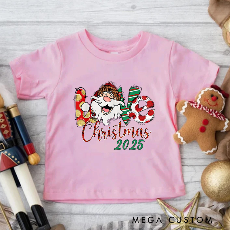 Personalized Santa and Candy Cane with Festive Text Christmas Kids T-Shirt