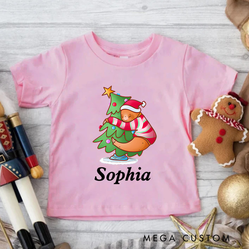Personalized Christmas Tree with Star and Ornaments Christmas Kids T-Shirt