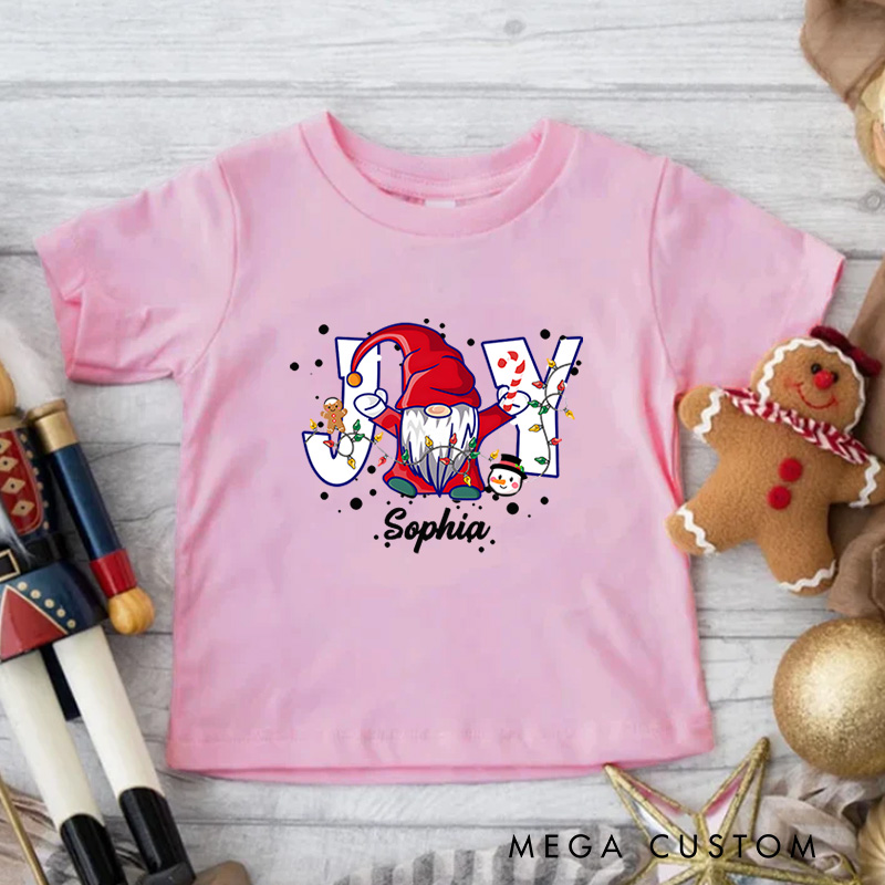 Personalized Joy with Festive Patterns and Christmas Accents Christmas Kids T-Shirt