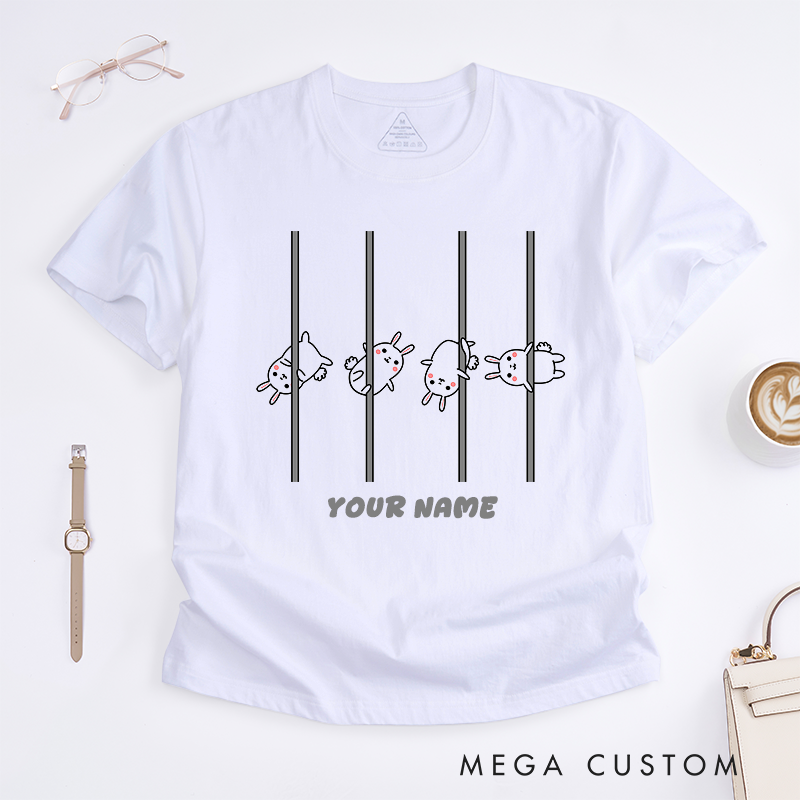 Personalized Cute Bunny Pole Dance T-Shirts Custom Name Gift for Girls Women Unique Kawaii Animal Design Lover Shirt Perfect for Present