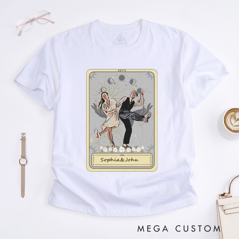 Personalized Swing Dancer T-Shirts Vintage Couple Dance Lovers Custom Name Retro Swing Dance Apparel for Men and Women Funny Unique Dancing Present