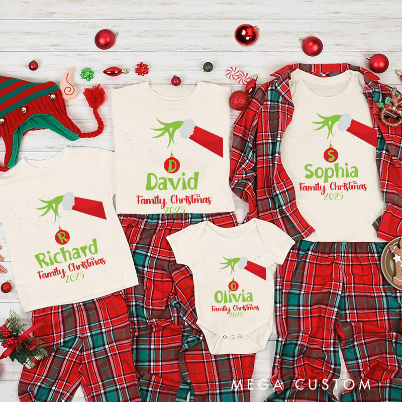 Personalized Classic Christmas Movie Inspired Green Monster Christmas Family Matching Shirts Group Shirts Movie Holiday Shirt
