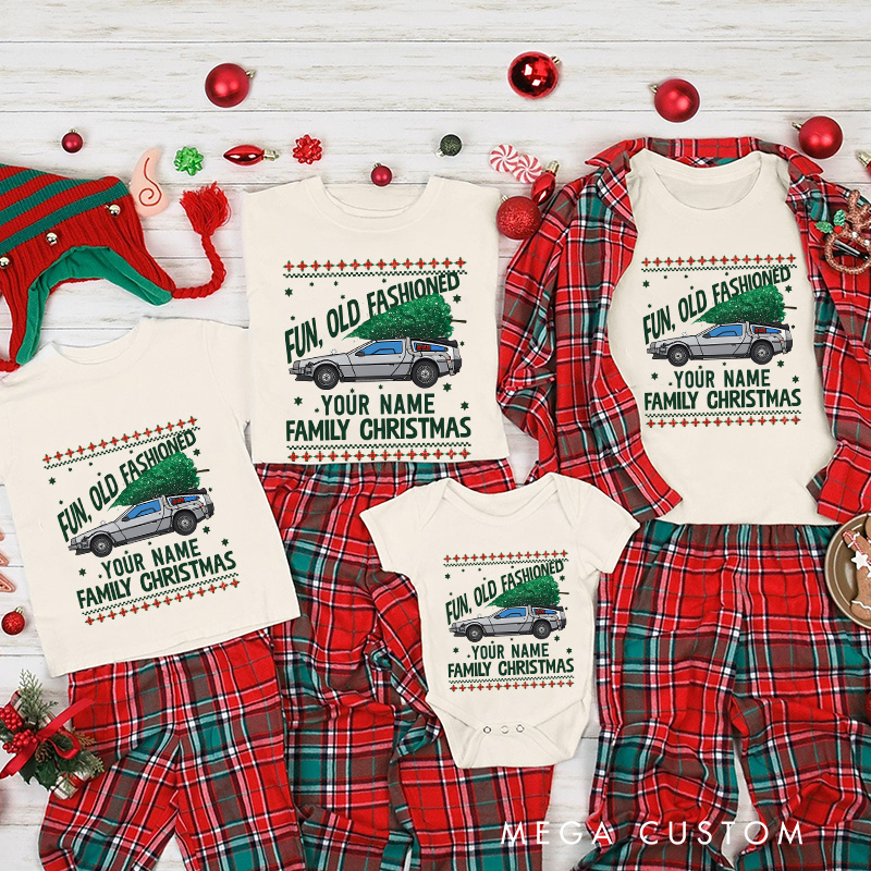 Personalized Future Backward Inspired Fun Old Fashioned Christmas Family Matching Shirts Group Shirts Movie Holiday Shirt