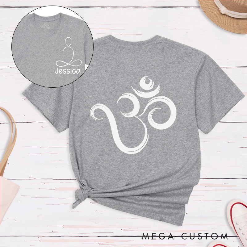 Personalized Om Symbol T-Shirt with Line Meditation Pattern Design Perfect Gift for Yoga Lover and Meditation