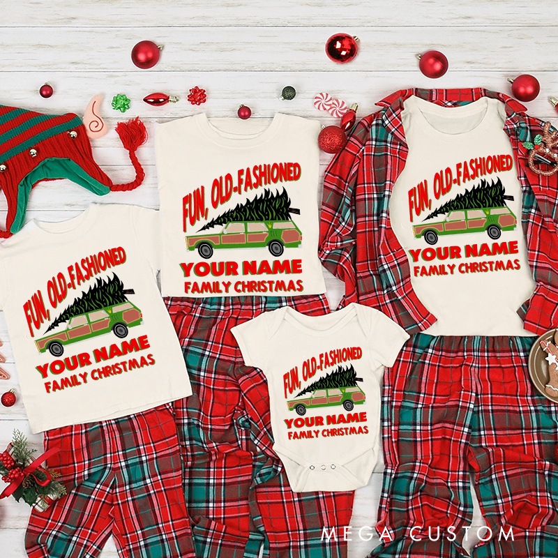 Personalized Family Matching Fun Old Fashioned Griswold Family Christmas Shirts Matching Christmas Shirts Customize with Your Name Family T-Shirt