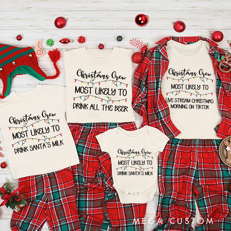 Personalized Family Matching Crew Most Likely to Christmas Shirts Custom Family Christmas Tee and Gift