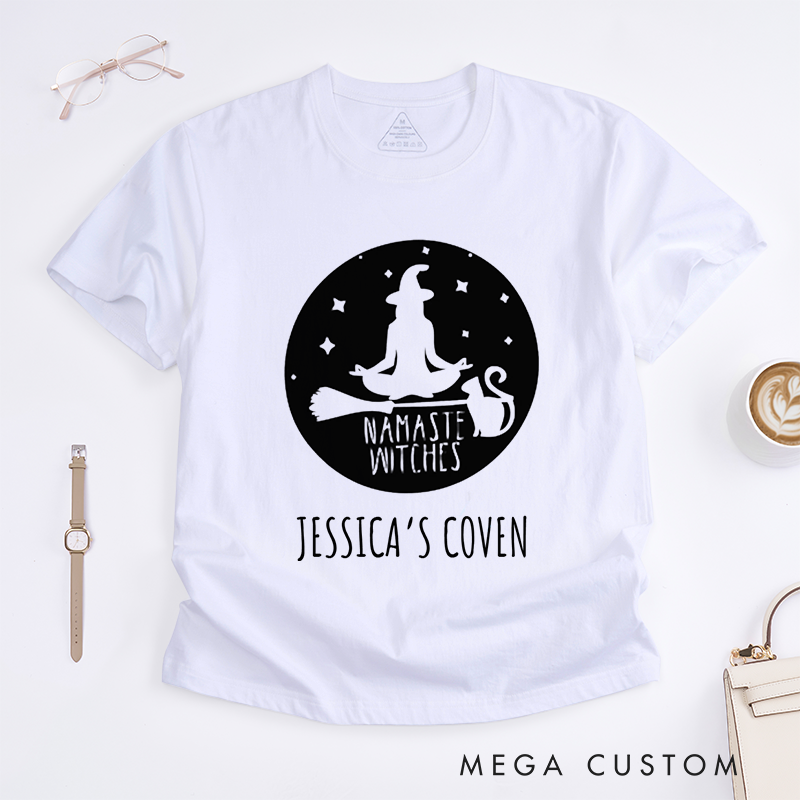 Personalized Magic Witch Yoga T-Shirt Namaste Witches Yoga T-Shirt Yoga Sports T-Shirt Lover Gift Idea for Her