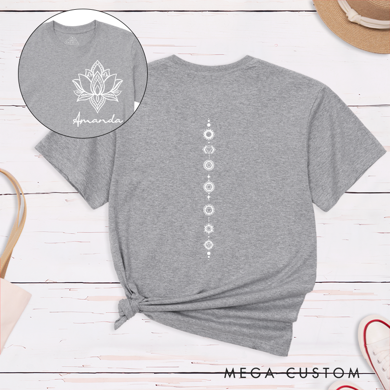 Personalized Yoga Chakra T-Shirt with Lotus and Energy Design Perfect Gift for Yoga Lover and Meditation