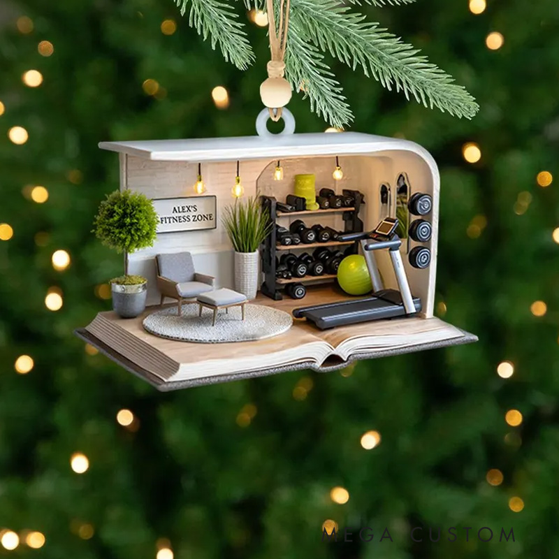 Personalized Flat Fitness Room Decoration Christmas Tree Fitness Gym Xmas Ornament Gift for Gym Lover